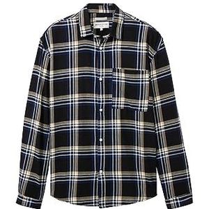 TOM TAILOR - 32332 - Geruit Overhemd - Zwart Blauw Check - Katoen - Relaxed Fit
