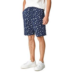 Koton Heren Trekkoord Zakken Gedrukt Detail Shorts, Marine Design (02c), S