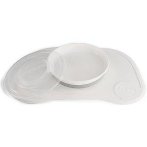 Twistshake Click Mat Kinderservies set - Placemats voor Kinderen 38x25 cm + Peuterborden met Deksel, Babyvoeding Tafelset voor Keuken Eettafel, BPA-Vrij, 6 Maanden+, Wit