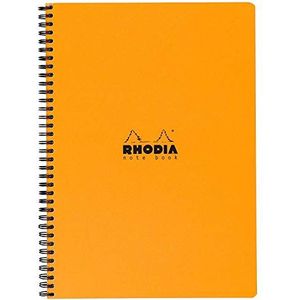 Rhodia 193008C notitieboek (met dubbele spiraal, microgeperforeerd, DIN A4, geruit, 80 g, 22,5 x 29,7 cm, 80 vellen) 1 stuk oranje