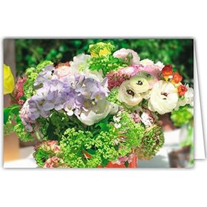 Afie 68-4004 binnenkaart wit met envelop - boeket bloemen hortensia - Happy Birthday goed feest dank voor je afscheid pensioen felicitatie geboorte bruiloft