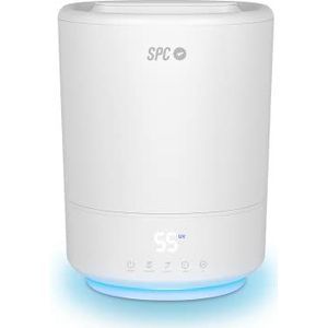 SPC EVADNE - Ultrasone slimme luchtbevochtiger met wifi, 4,5 l inhoud, uv-c-licht, waterbelasting bovenaan, automatische modi, handmatig en nacht, aromaverspreider, nachtlampje, timer, BPA-vrij