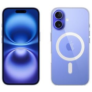 Apple iPhone 16 (256 GB) - Ultramarijn + Doorzichtig hoesje met MagSafe