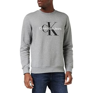 Calvin Klein Jeans Heren Core Monogram Crewneck Pullover Trui, Mid Grey Heather, 3XL