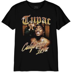 Tupac California Love Unisex T-shirt voor kinderen, referentie: BOTUPACTS009, zwart, maat 12 jaar, Zwart, 12 Jaren