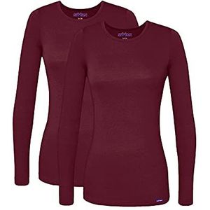 Sivvan S85002 T-shirt voor dames, comfortabel T-shirt met lange mouwen, voor onder OP-kleding, kleur Burgundy, maat XXS