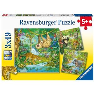 Puzzel In Het Oerwoud (3x49 Stukjes, Thema: Dieren)