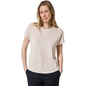 T-Shirt - Light Beige - Structuur-Look - Knoopdetails