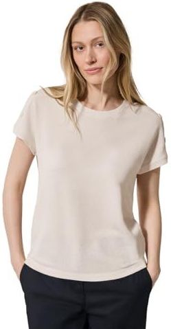 T-Shirt - Light Beige - Structuur-Look - Knoopdetails