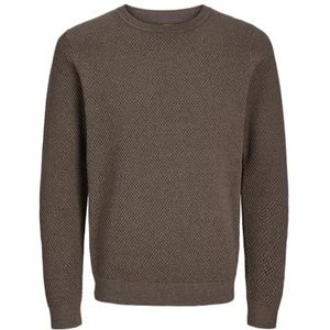 Jack & Jones JPRBLUNOAH Knit Crew Neck BF, Walnut/Detail: twist/Placement Structuur, XS