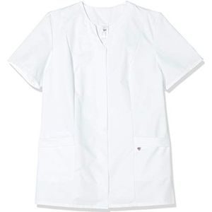 BP 1639-485-21-52n Dames-Casack, 1/2 mouw, V-hals met verborgen drukknoopband, 215,00 g/m² stofmix, wit, 52n