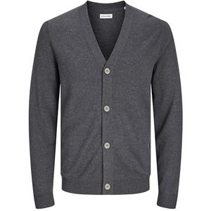 JACK & JONES Jjeemil Knit Button Cardigan Noos gebreide jas voor heren, dark grey melange, L