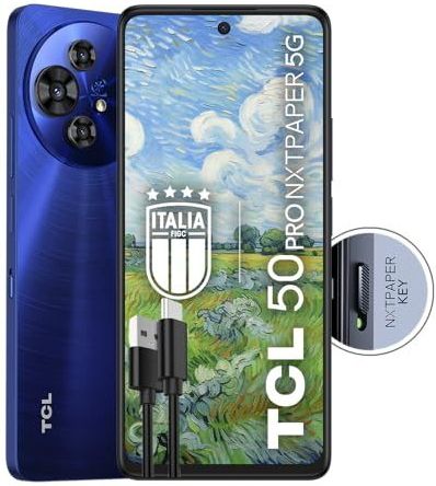 TCL 50PRO NXTPAPER 5G – 5G Smartphone Display 6,8 120Hz Nxtpaper 3;0, 512GB, 16GB RAM (8GBPlus 8GB virtual RAM), Triple Cam 108Mpx Plus frontcamera 32Mpx, Android 14, Batt; 5010 mAh, blauw