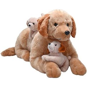 Wild Republic Cuddlekins Jumbo moeder en puppy's Golden Retriever, knuffeldier, 76 cm, pluche speelgoed, vulling is gesponnen gerecyclede waterflessen