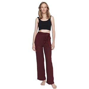 Trendyol Vrouwen Homewear Hoge Taille Rechte Pijpen Broek, Bourgondy, S