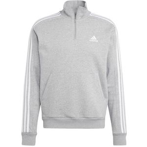 adidas Heren Essentials Fleece 3-Stripes 1/4-Zip Sweater, L Kort, Medium Grijs Hei