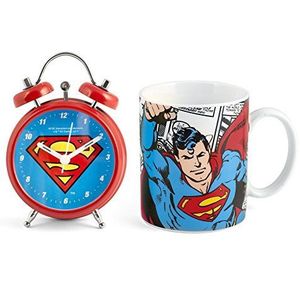 Home DC Comics Superman Set Tasse + Wecker, Porzellan + Metall, cc 360, rot/blau, 2 pezzi