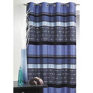 HomeMaison gordijn van jacquard, horizontale strepen, 100% polyester, blauw