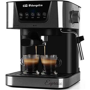 Orbegozo EX 6000 espresso- en cappuccinomachine, 20 bar druk, 1,5 liter tank, geschikt voor pads, 1050 watt vermogen,Wit en grijs
