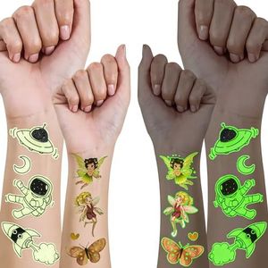 Outer Space Kids Tattoos, 20 stuks Glow Kids tattoostickers, tijdelijke tatoeages paasgeschenken, kinderen Pasen favorieten, giveaway kinderverjaardagsfeestgeschenken