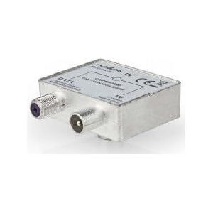 NEDIS Satelliet- en antenneadapter | F-female/IEC (coax) stekker | IEC (coax) bus | vernikkeld | 75 ohm | recht | metaal/zilver | 1 pc | plastic zak