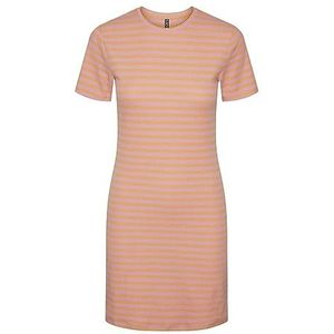 PIECES Pcruka Dress Noos Bc Damesjurk, Begonia Pink/Stripes: Mock Orange, L EU