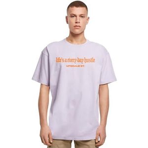 Mister Tee Upscale Hustle Oversize T-shirt voor heren, T-shirt met print, oversized fit, katoen met print, grafisch T-shirt, lila (lilac), XS