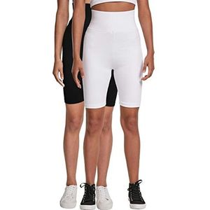 Urban Classics Dames dames fietsbroek high waist cycle yoga shorts, zwart/wit, XXL