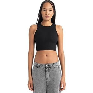 DeFacto Dames crop tops tank top sport tops dames trendy dames tops voor sportieve stijlen veelzijdig combineerbare dames top, zwart, M