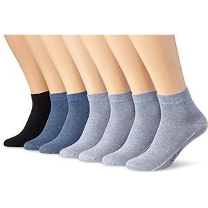 Camano Unisex korte sokken 7-pack ca-soft, blauw (denim melk. 0033)., 43/46 EU