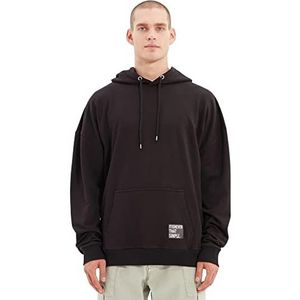 TRENDYOL MAN Katoenmix Sweatshirt - Zwart - Oversize L Zwart, Zwart, L