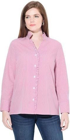 Ulla Popken - Blouse - Lichtroze - Lange Mouw - Normale Pasvorm