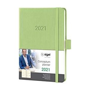 Sigel C2169 afsprakenplanner weekkalender 2021, ca. A6, hardcover, lichtgroen, met vele extra's, Conceptum - andere modellen