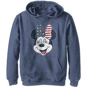 Disney Characters American Bow Boy's Hooded Pullover Fleece, Navy Blue Heather, Small, Heather Navy, S