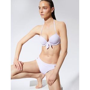 Koton Bikinibroekje voor dames, uitgesneden detail, normale taille, zwemkleding, Paars (311), 40