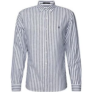 Mavi Heren gestreept shirt hemd, zwart, wit, XL
