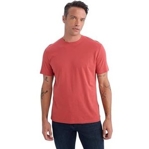 DeFacto Basic T-shirt voor heren, klassiek T-shirt voor mannen, rood, 3XL