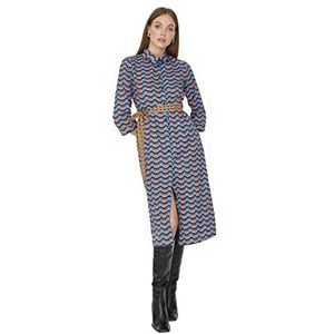 TRENDYOL Dames Woman Midi Shirt Polo Neck Woven Dress Jurk, Donkerblauw, 42