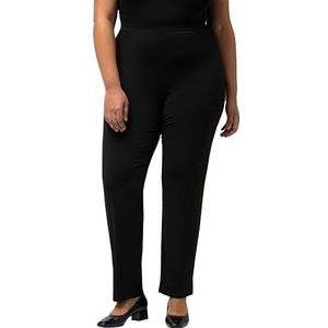 Ulla Popken Dames grote maten plus size jersey broek, elastische band, tot maat 66/68 701127, zwart, 61W / 32L