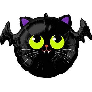 Amscan 4195201 Batcat, folieballon, zwarte kat, vleermuis, decoratie, heliumballon, party, Halloween
