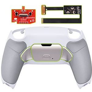 eXtremeRate Programmeerbare RISE (RMB) Remap Kit voor ps5 Controller BDM 010/020,Real Metal Buttons Versie Rubberen Greep Hoes&Achterste Schaal Shell&Terug Knoppen Set voor ps5 Controller-Wit