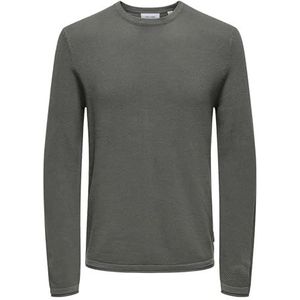 ONLY & SONS Gebreide trui voor heren, Castor Gray/Detail: melange, XXL