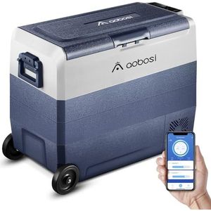 AAOBOSI Compressor-koelbox, 60 liter, koelbox auto met wifi-app-bediening, 12/24 V en 100-240 V, elektrische koelbox, tot -20 °C, voor auto, vrachtwagen, boot, camper, camping