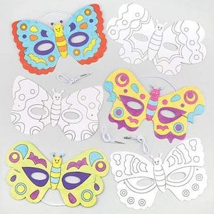 Baker Ross ET866 Maskers om te knutselen en in te kleuren, vlinder, ideaal voor kinderverjaardag en carnaval, 6 stuks,gesorteerd