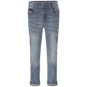 Koko Noko Jongens blauw met logo label jeans, Blauwe jeans, 134 cm