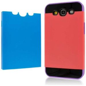 MPERO Fusion Fit Series Telefoonhoesje, Beschermhoes voor Samsung Galaxy S3 - paars/blauw/koraal