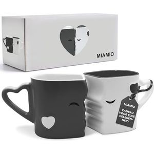 MIAMIO - Koffiemokken / 2 stuks kusmokken keramiek in cadeaubox (Grijs)