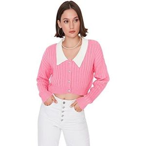 Trendyol - Super Crop Shirt - Grijs - Gebreide Cardigan - Twoaw23Hi00519