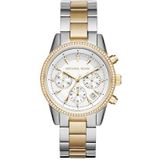 Michael Kors Ritz Chronograaf quartz horloge met zilveren en gouden tinten roestvrijstalen band voor dames MK6474