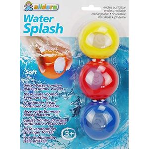 alldoro 60206 Water Splash Set van 3 waterbommen, waterballonnen, herbruikbaar en zelfsluitend, waterballon voor tuin, strand en feest, voor kinderen vanaf 3 jaar en volwassenen, verschillende kleuren
